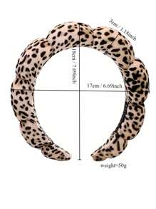 1 pieza Diadema de alta gama con estampado de leopardo hecha a mano para mujer - Venda para el cabello de esponja para lavarse la cara