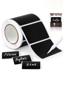 Rollo de 120 piezas/Etiquetas adhesivas de pizarra negra reutilizables y resistentes al agua para etiquetar el almacenaje en la cocina y pizarras de vuelta al colegio