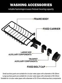 1/2pcs Faucet Stand With Sponge Holder, Soap And Brush Tray - Height And Direction Adjustable, Perfect For Bathroom And Shower Storage Of Towels And Shampoo, Bathroom Accessories - Multicolor - View 10