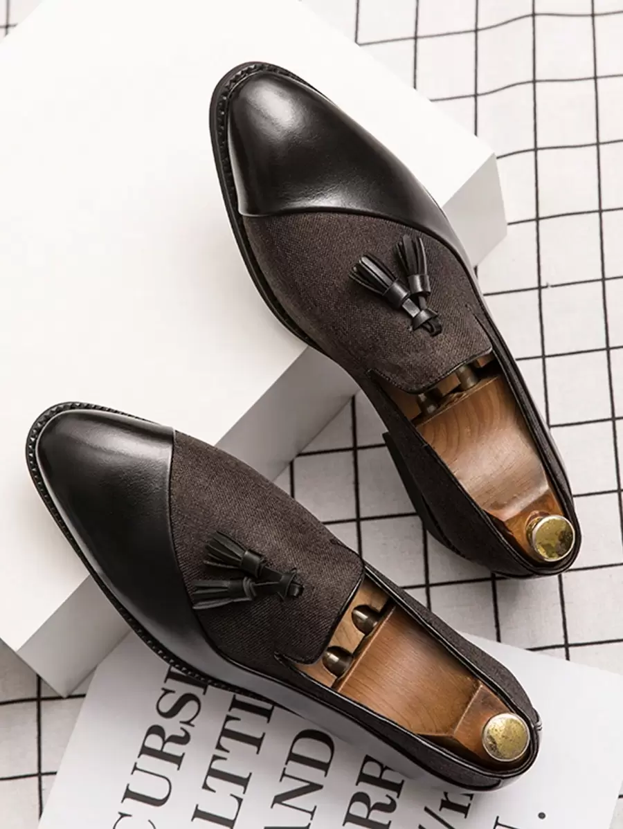 男士一脚蹬皮鞋，新款商务正装西装正装鞋，时尚韩版通勤开车鞋 - 黑色 - 查看 1