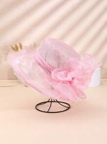 1pc Women Casual Elegant Polyester Mesh Breathable Solid Color Bow Decor Bucket Hat, Fashionable For Outing, Party, Daily Wear - Bow - View 6