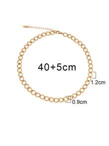 1 件装不锈钢简约项链女士时尚 18K 镀金几何链条项链珠宝 - 項鍊 - 查看 4