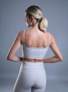 FITNESS TOP WITH NON-TRANSPARENCY STRAPS AND HIGH SUPPORT - Silver - View 4