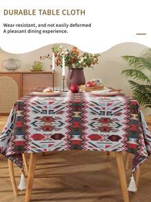 1 Pc Bohemian Style Polyester Tablecloth, Suitable For Camping, Restaurant, Bedroom Decor