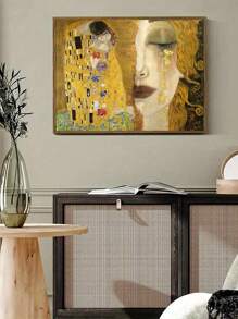 1 件《吻与泪》，古斯塔夫·克里姆特，复制艺术帆布印刷品，浪漫艺术，家居装饰著名爱情画作，艺术经典艺术，适用于客厅卧室浴室办公室和其他家居装饰，无框架 - 黃色 - 查看 1