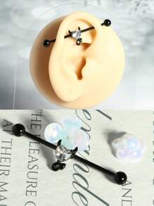 1 件蝴蝶工业杠铃耳环海螺耳钉珠宝 14G 38 毫米软骨长双孔耳环