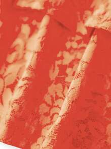 Women Tiered Ruffled Short Skirts Floral Lace Sheer Mid Rise Lined Cute Flowy Mini Skirts - Orange - View 8