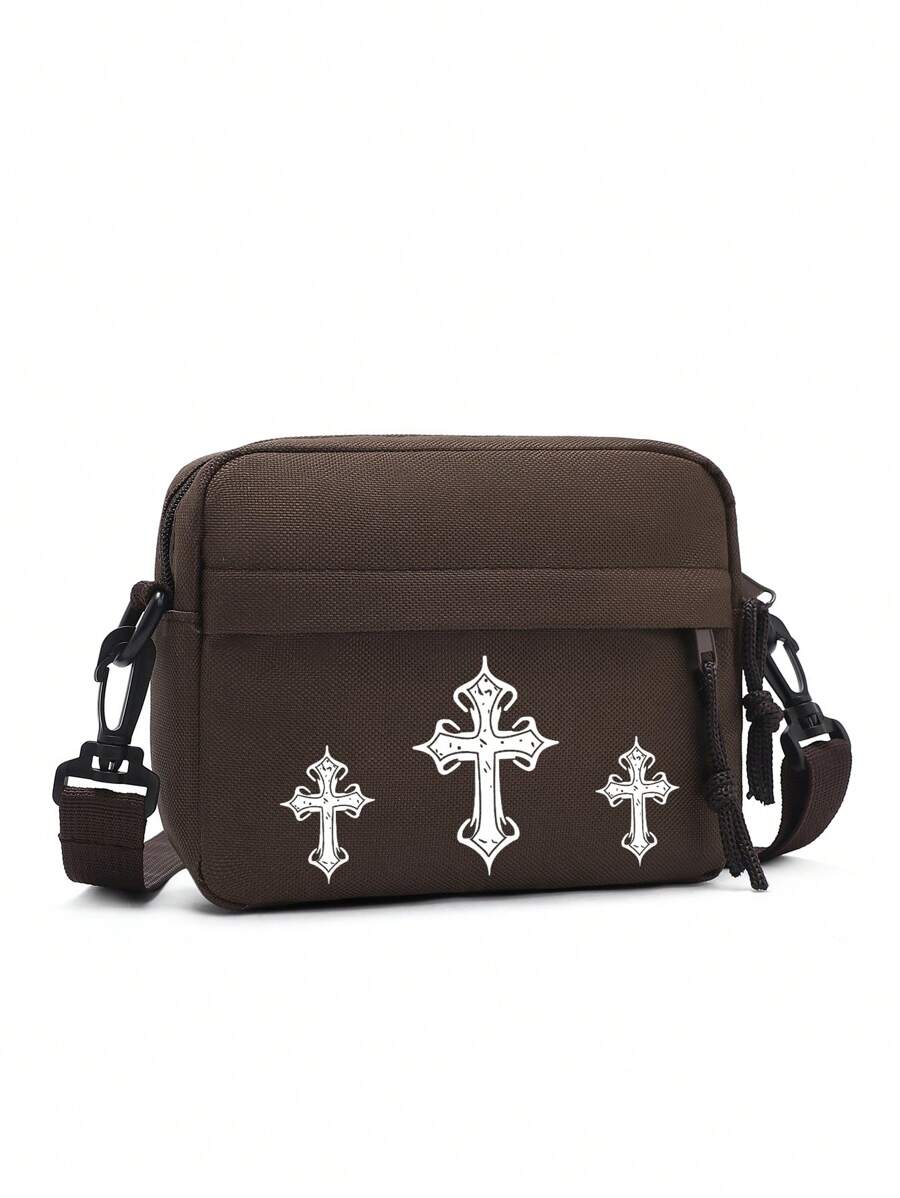 peach tree Túi đeo vai chéo, Túi đeo chéo vuông nhỏ cho nam, Túi đeo chéo mini bằng nylon nhẹ, chống nước, đơn giản, màu trơn, đa năng, hàng ngày, quà tặng của người theo đạo Thiên chúa - màu nâu - Xem 1