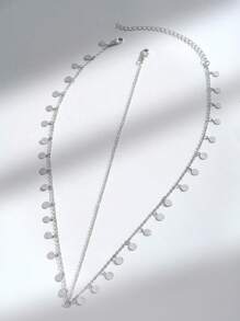 1 pieza Cadena para el cabello con colgante redondo minimalista, versátil para mujeres y niñas, adecuado para uso diario, playa, citas, eventos - joyería para la cabeza