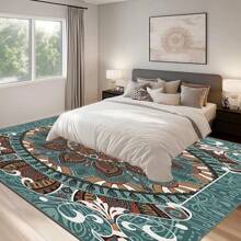 [Crystal Velvet 700g/㎡ Point-Printed Bottom, 5mm Thick] 1pc Bohemian Style Solid Color Area Rug, Soft Non-Slip Washable Carpet Suitable For Living Room, Bedroom, Kitchen, Office, Home Decor, Large Classroom Rug, Geometric Washable Rug