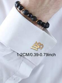 Maßgeschneiderte Herren-Manschettenknöpfe aus Edelstahl mit eleganten Buchstaben, Accessoire für Herrenanzüge, Geschenk für Vater, Ehemann, Freund, Sohn – Großbuchstaben, raffinierter Stil, Edelstahlmaterial