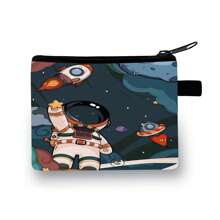 Coin Wallet In Colourful-Red/Blue/Black Festive Astronaut Printed Coin Wallet - Casual Style, Polyester Material - Multicolor - View 10