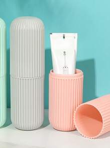 1PC塑料牙刷盒便携式家用牙刷杯刷子漱口杯旅行分装漱口杯套装牙具筒牙膏管牙科收纳盒防漏储物杯。 - 彩色 - 查看 5