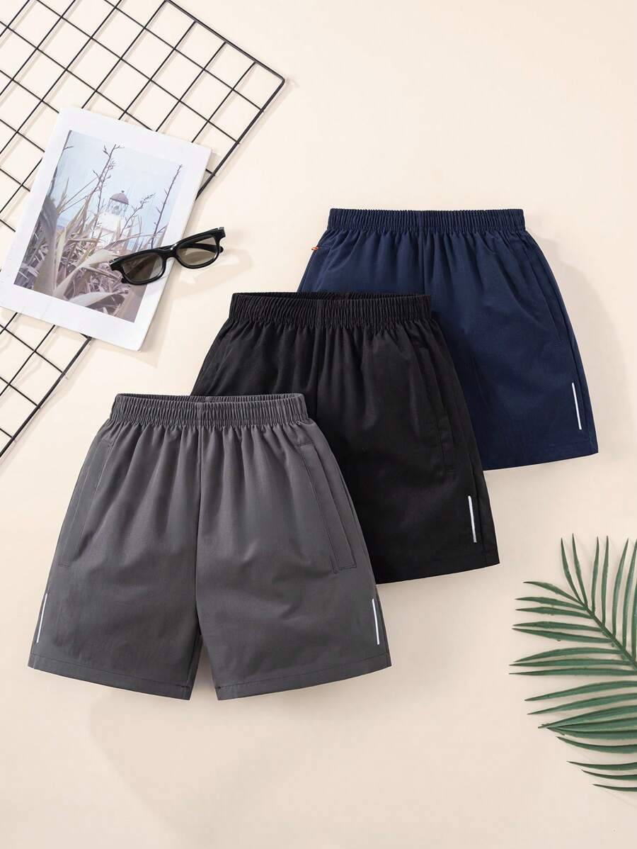 Tween Boy Street Casual Embroidered Zipper Pocket Cargo Shorts, 3 Piece Set - Multicolor - View 1