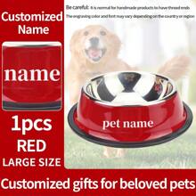 Comedero de acero inoxidable antideslizante personalizado para mascotas, cuenco individual para comida o agua de perros grandes o gatos, con grabado conmemorativo de mascota, suministros para gatos, ornamental, estiloso, de moda, colorido, vintage, lindo, compacto, cachorros, personalizado, único, personalizado, para aniversarios, para cumpleaños