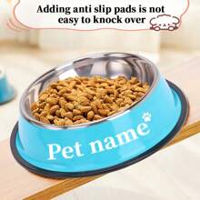 Comedero de acero inoxidable antideslizante personalizado para mascotas, cuenco individual para comida o agua de perros grandes o gatos, con grabado conmemorativo de mascota, suministros para gatos, ornamental, estiloso, de moda, colorido, vintage, lindo, compacto, cachorros, personalizado, único, personalizado, para aniversarios, para cumpleaños