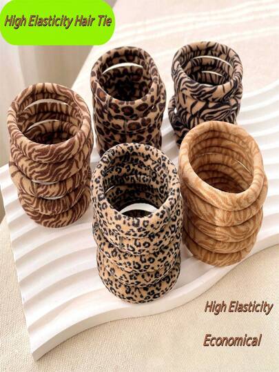 20/10/5pcs, Women's Versatile Leopard Print Elastic Headband, High Elasticity And Damage-Free Hair Band, Fashionable And Versatile, Elegant And Simple Hair Accessories, Suitable For Daily Use, Leisure, Party, Work, Travel, Face Washing, Makeup, Hairstyle Decoration Ponytail Clip, Hair Band, Animal Print, Fitness Sportswear