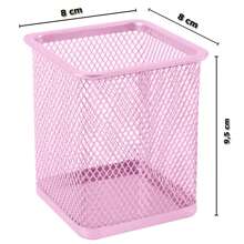 Square Wire Metal Pen Holder Various Colors - Rose - View 2