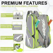 Pickleball Sport Backpack, Portable Pickleball Bag With Shoe Compartment, Waterproof Padel Bag, Tennis Racket Bag - Multicolor - View 7