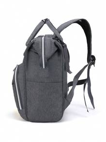 A Gray Embroidery Thread Large Capacity Portable Backpack, Which Can Be Hung With A Stroller, Suitable For Mother's Daily Travel.