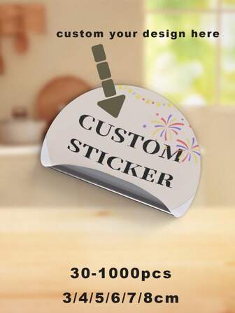 30-1000pcs Custom Stickers, Personalized Business Labels, Customized Sticker And Logos Wedding Birthday Baptism Stickers Design Your Own Stickers Personalized Birthday Stickers,School Supplies,Back To School