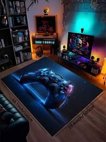 1 Stuk Blauw Afstandsbediening Thema Jongenskamer Spel Tapijt, Geschikt Voor Spel Kamers, E-Sports Kamers, Spel Bediening Gebied Tapijt, Speler Slaapkamer Woonkamer Deurmatten, Oefen Tapijten, Cyberpunk Ontwerp Binnen Gebied Tapijten, Geschikt Voor Het Decoreren Van Geschenken In Tiener- En Volwassenenkamers. Anti Slip En Anti Fouling, Geschikt Voor Gebruik In Alle Seizoenen En Vakanties.