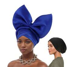 2件装大蝴蝶结头巾，时尚头饰发带，适合婚礼、派对、节日，在非洲和南美洲很受欢迎，也可作睡帽使用。 - 彩色 - 查看 20