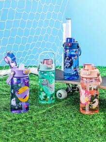 1pc600ml带吸管婴儿儿童水杯小学生卡通便携防摔塑料杯幼儿园学校户外用便捷水壶宝宝喝水杯