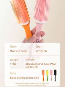 9 Row Detangler Brush, Hair Brush For Women Men Curly Wet Or Dry Hair Classic Detangling Brushes 9 Row For Natural Thick Hair, Blow Styling Separating, Shaping Defining Curls Tools Travel Bristle Hairbrush Classic Styling Curly Hair Brush For Detangling, Separating, Shaping. For Women And Men Wet Or Dry Hair Brush, Comb, Hair Tools For Barber Salon Beauty Back To School, Travel, Hair Accessories Brush, Hair Brushes, Hair Comb, Detangling Brush, Ball Brush, Mini Hair Brush, Hair Brush Set, Wooden Comb, Comb, Slick Back Brush, Hairbrush, Edge Brush, Brush Hair, Hair Comb, Hair Brush Set, Comb Hair, Mini Hair Brush, Detangling Brush,Hair Products, Hair Tools, Hair Stuff, Hair Care, Curly Hair Brush, Barber, Barber Accessories, Hairdressing Equipment - Multicolor - View 3