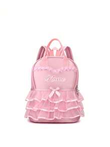 Ein individuell gestalteter Rucksack oder Tanztasche mit personalisiertem Namen oder Feiertags-Nachricht. Gestalte deinen eigenen Rucksack, Ballettasche in Rosa Spitze für kleine Prinzessinnen. Du kannst Namen, Buchstaben, Glückszahlen usw. individualisieren. Sehr geeignet für Schule, Unterricht, Reisen, Alltagsnutzung, Geburtstagsgeschenke für Freunde und Töchter, als bedeutungsvolle Souvenirverpackung, Weihnachtsgeschenk, Neujahr usw.