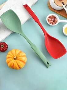 1pc Silicone Spatula & Ladle 2-In-1, High Temperature Resistant, Non-Stick Cookware Dedicated Stir Fry Spatula With Scale
