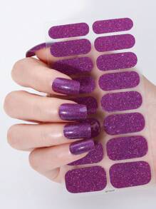 16 件装指甲全包裹指甲油条，粉色指甲亮片自粘凝胶指甲贴纸，适合女性家庭 DIY 自用美甲用品美甲套装 - 彩色 - 查看 18