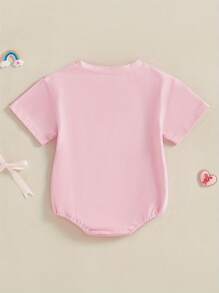 Conjunto de ropa occidental para recién nacidos niñas, mamelucos de manga corta con diseño de botas de vaquera "Howdy", body y pantalón corto estilo bombachos para verano - Rosa - Ver 4