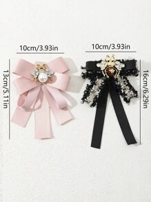 1 Pc Elegant Palace Style Bejeweled Bee Metal Badge With Ribbon Bow Fabric Brooch, Luxury Jewelry Lapel Pin, Suitable For Daily Wear, Gift For Dates