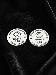 1pc Stainless Steel 'Mom/Dad Decision Maker' Novelty Coin, Double Sided Metal Commemorative Coin, Fun Toy & Gift, Random Pattern