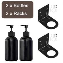 LEAPAIR 1/2 peças Dispenser de Sabonete Recarregável de 500ml com Bomba de Plástico, Dispenser de Bomba de Bambu, Suporte para Garrafa, para Shampoo, Condicionador, Loção, Sabonete Líquido para Banheiro e Chuveiro, Garrafa de Linha de Loção, Garrafa de Limpeza, Decoração de Casa e Móveis, Decoração de Banheiro, Decoração de Outono, De Volta às Aulas