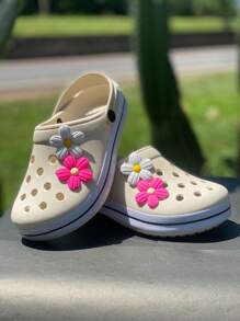 Babouche Flat Sandal Adult And Children From 19 To 40 Facheted 2 Flowers R - 米色 - 查看 2
