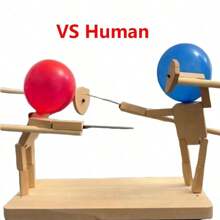 50 个战斗假人，双人游戏挑战，气球爆竹战斗游戏，派对互动玩具木制娃娃手工工艺品 - 彩色 - 查看 7