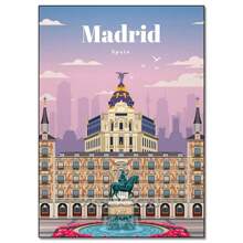 1 张城市旅行墙面艺术海报是装饰酒吧、咖啡馆和家庭的完美礼物，配有帆布艺术框架