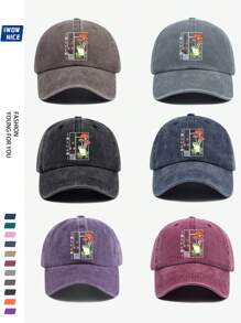 1pc "Beautiful Nature" Frog, Turtle, Mushroom, Cherry Blossom Printed Retro Baseball Cap, Purple, Pink, Black, Curved Brim Soft Top Sun Hat For Men And Women, Casual City, Outdoor Vacation, Comfortable Breathable Sun-Shading Hat, Beach Holiday Hat Loved By Moms