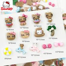 Sanrio 40 piezas/20 piezas/10 piezas de accesorios de arte de uñas Kawaii 3D de resina de dibujos animados lindos de Sanrio KT Cat, adecuados para joyería DIY, pulseras, llaveros, aretes