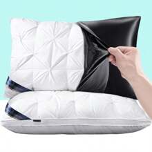 Double Bed 2 Piece Set, Soft Supporting Queen Pillow 2 Piece Bed, Fluffy Down Replacement Pillows, Luxury Hotel Gel Pillows, Suitable For Side Sleeping Mother Day Gift - trắng - Xem 5