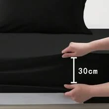 Luxurious And Breathable Bedding Set Includes 1 Durable Duvet Cover, 1 Soft Fitted Sheet And 1/2 Pillowcases - Ultra-Soft Cotton That Is Wrinkle-Resistant, Hypoallergenic And Easy To Care For. - 黑色 - 查看 4