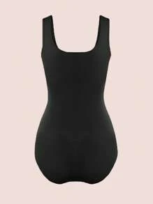 Women's Seamless Bodyshaper, High Elastic Compression Backless Shapewear One-Piece - Black - View 4