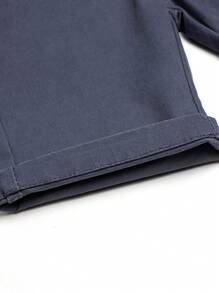 Young Boys' Casual Cotton Blend Elastic Waist Embroidery Zip-Up Bermuda Shorts With Drawstrings