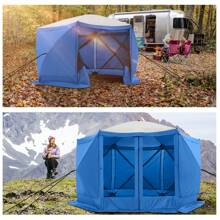tooluck 12x12ft Pop Up Gazebo Screen Tent Screen House Canopy Pavilion For Camping Outdoor Screened Gazebo With Sidewalls Portable Hub Tent With Carrying Bag And Ground Stakes - Blue - View 4