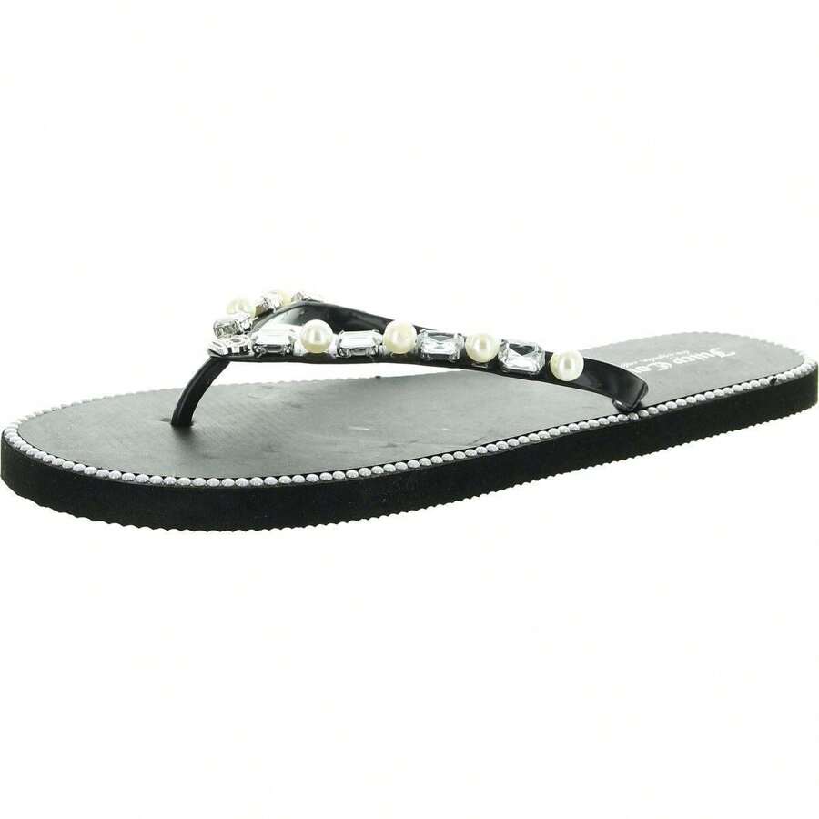 Juicy Couture Womens Ebellished Slip On Thong Sandals - Black - View 1