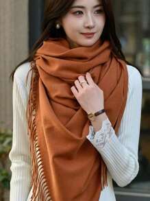 MilyModa Unisex Plain Scarf 150g With Fringes - Bronze - View 1