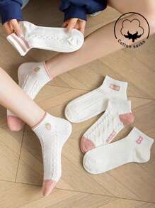 1/3/5 双女士棉袜、短袜、隐形袜、白袜、女士袜子、可爱袜子、女童袜子、秋冬/春秋夏袜、网眼透气细节、导轨透气孔设计、吸湿排汗、柔软滑爽，适合各种节日、运动、休闲、商务等日常穿着，一年四季均可穿着，颜色组合随机。