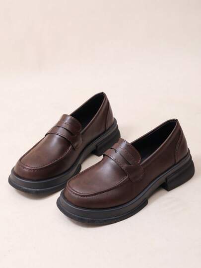 2025 Spring New Japanese Style Brown Thick Sole Increased Height Loafers, Retro British Style JK, Versatile Flats (Run Small By One Size)